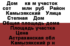 Дом 96 кв.м участок 6 сот. 1,5 млн. руб › Район ­ Камызякский › Улица ­ Степная › Дом ­ 76/1 › Общая площадь дома ­ 96 › Площадь участка ­ 6 › Цена ­ 1 500 000 - Астраханская обл., Камызякский р-н, Раздор с. Недвижимость » Дома, коттеджи, дачи продажа   . Астраханская обл.